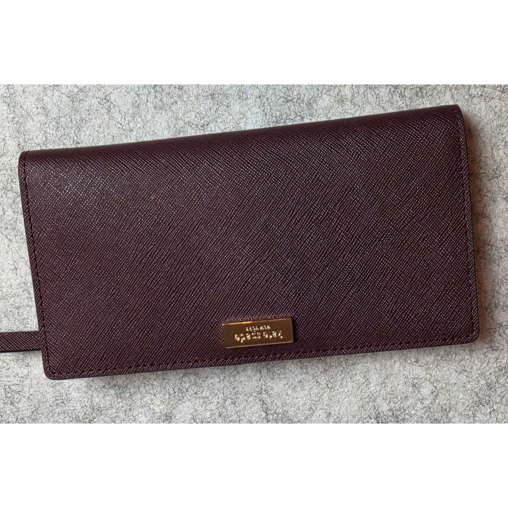 Kate Spade New York Purple Saffiano Leather Bifold Slim Continental Wallet